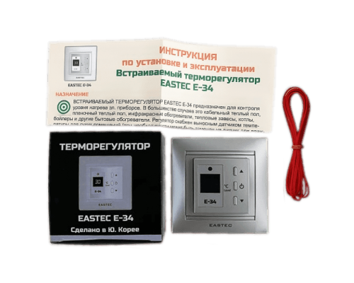 Терморегулятор EASTEC E-34 серебро (Встраиваемый 3,5 кВт) купить в Новосибирске