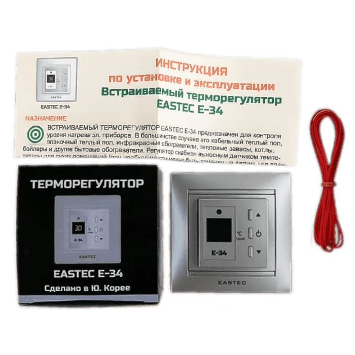 Терморегулятор EASTEC E-34 серебро (Встраиваемый 3,5 кВт)