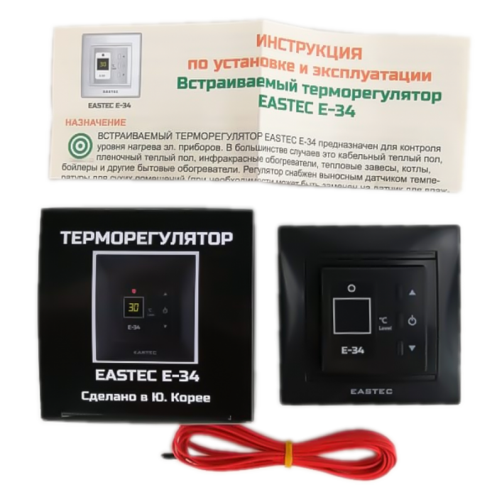 Терморегулятор EASTEC E-34 черный (Встраиваемый 3,5 кВт)