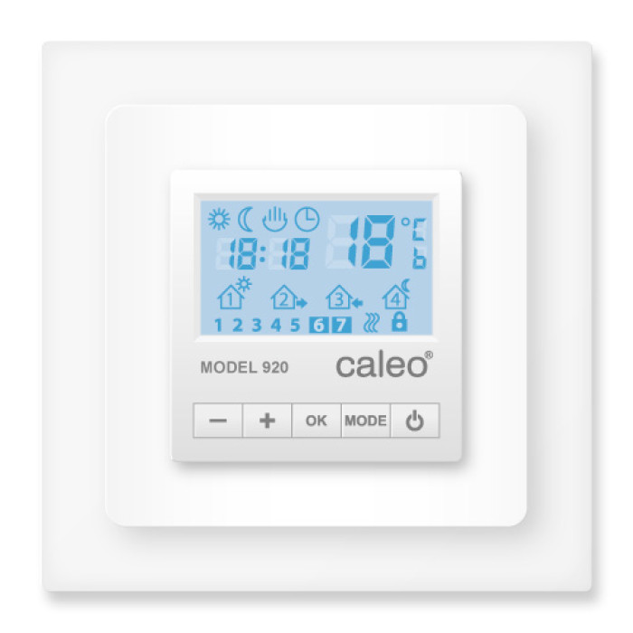 Терморегулятор CALEO 920 с адаптерами, встраиваемый цифровой, программируемый, 3,5 кВт