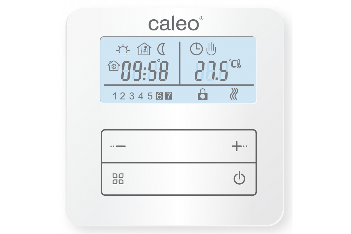 Мощность термостата. Терморегулятор Caleo с950. Калео 950 терморегулятор. Накладной терморегулятор Caleo. Терморегулятор для теплого пола Салео.