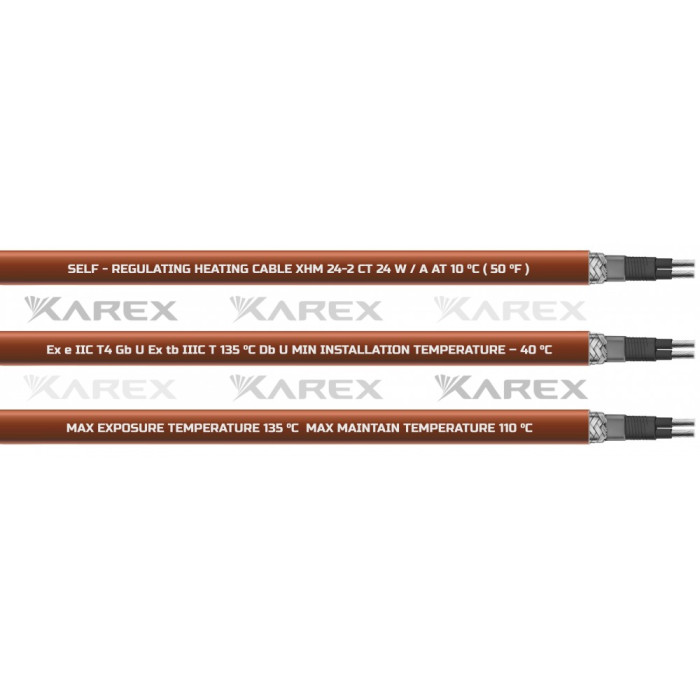XAREX XHM 24-2 CT (24 Вт/м,Т4) Взрывозащищенный греющий саморегулирующийся кабель