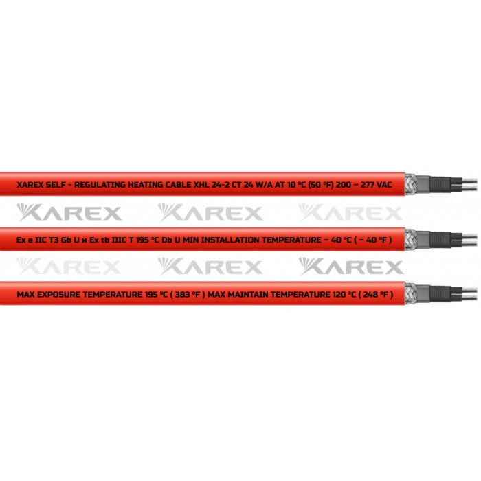 XAREX XHL 24-2 CT (24 Вт/м,Т3) Взрывозащищенный греющий саморегулирующийся кабель