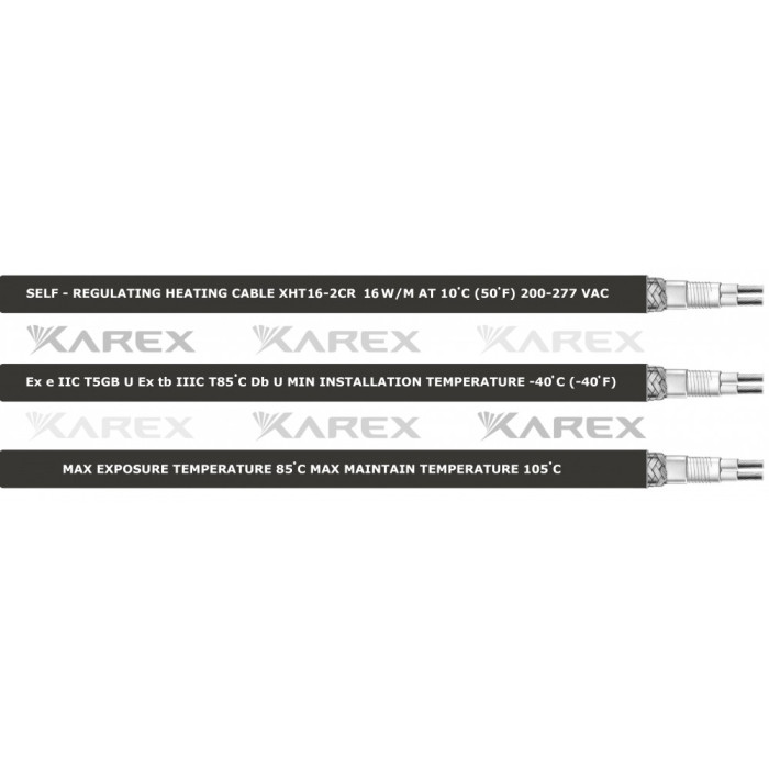 XAREX XHT 16-2 CR (16 Вт/м,Т6) Взрывозащищенный греющий саморегулирующийся кабель, пог.м