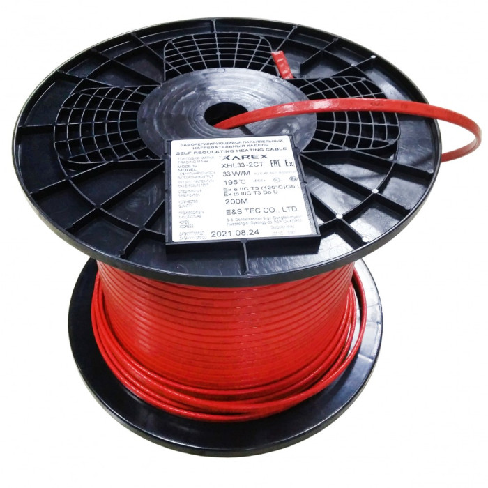 XAREX XHL 33-2 CT (33 Вт/м,Т3) Взрывозащищенный греющий саморегулирующийся кабель