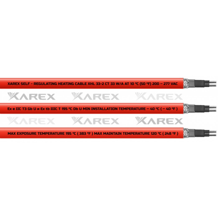 XAREX XHL 33-2 CT (33 Вт/м,Т3) Взрывозащищенный греющий саморегулирующийся кабель
